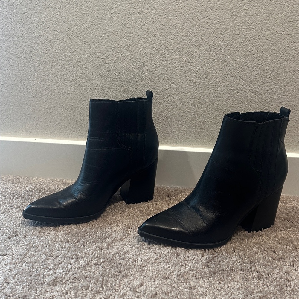 Marc Fisher Black Ankle Boots with Block Heel